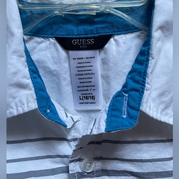 GUESS Kids White Button Down Shirt L (16/18) - Picture 8 of 8